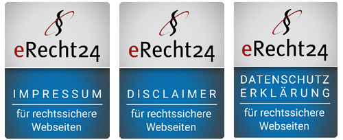 eRecht24 Hinweis auf rechtssichere Webseite